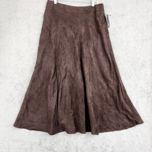 NWT East 5th Faux Suede Womens Size 12 Coffee Brown Maxi A Line Skirt  27PT